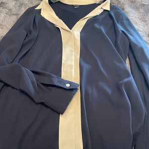 Ann Taylor Blue and Cream Blouse
